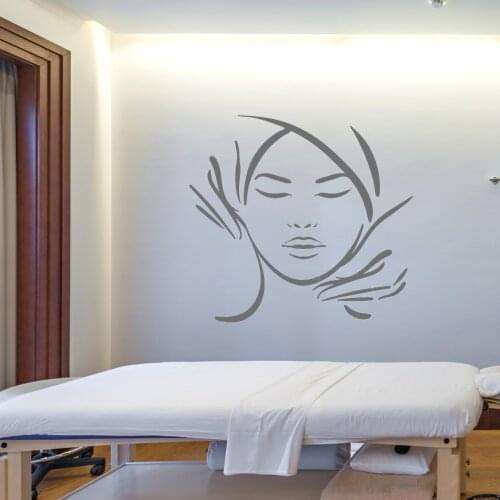 Lady in Spa Face Massage Wall Sticker Decal Spa Sticker Spa Relax Massage Room Wall Decoration A00445