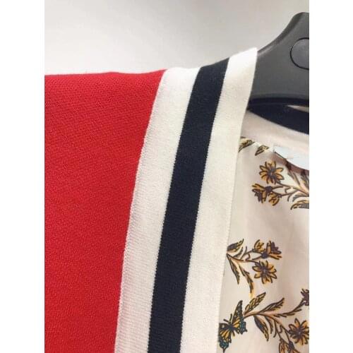 Red Sweater Women Single Breasted Patchwork V-neck Knitted Coat Cardigan