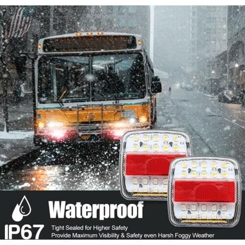 1Pair 12V LED Tail Lights Stop Brake Running Turn Signal Low Power Consumption Waterproof Caravan Truck Rear Lamp