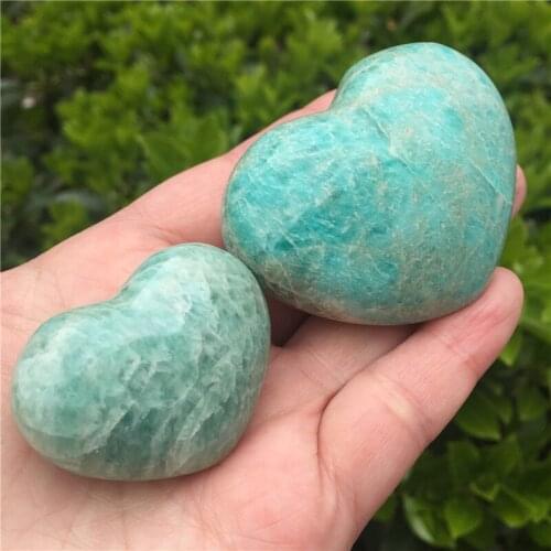 1pcs Beautiful Natural Amazonite Crystal Heart Polished Gemstone Meditation Healing Crystal Energy Mineral As Gift