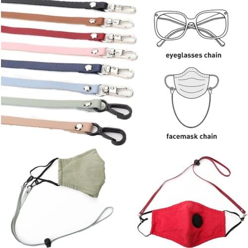 1 Pcs Pu Leather Double Buckle Mask Hanging Chain Adjustable Anti Slip Reading Eyewears Mask Holder Neck Strap Lanyard