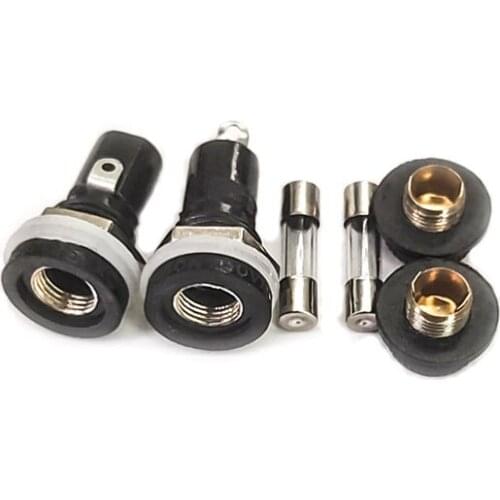 10pcs (5 pairs) 5x20 black fuse socket panel mount fuse socket and glass fuse 5x20mm 0.1A-30A F2AL 2.5A 250V fast fuse