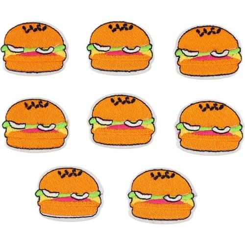 10pcs/lot Embroidered Hamburgers Appliques Iron On Cartoon Fast Food Patches Diy Jeans Coats Backpack Stickers Sew Apparel Badge