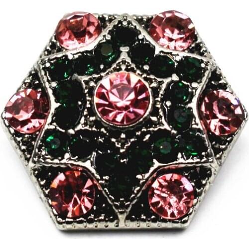 10pcs Silver Star of David Snap Buttons Dark Green Crystal Full Buttons Charms Fit 18mm/20mm DIY Snap Bracelet Bangles Jewelry