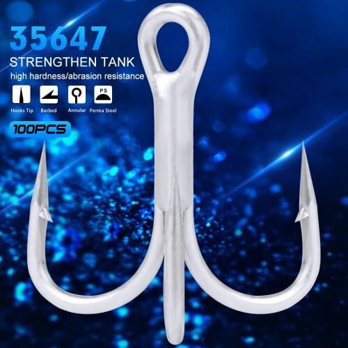 100Pcs High Quality Super Sharp Anchor Hook,Size #1-14# Sea Fishing Hooks Treble Hook Triple Hooks Fishing Anzol De Pesca