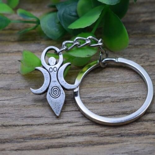 12pcs Moon Wiccan Goddess Keychain Willendorf Fertility Pendant Wicca Spiral Carved Jewelry