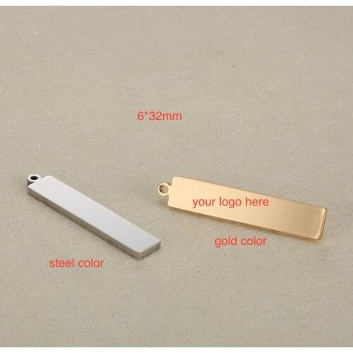 50pcs 6*32mm Custom Stainless Steel Necklace pendant-Customized Rectangle Charms Engrave Laser your own logo