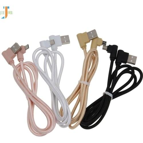 500pcs/lot Charger Cable Micro USB Cable 90 Degree Elbow Nylon Braided Data Cable for Iphone MAX XS 8 Samsung Note5 A3 A5 Huawei