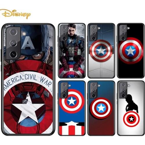 Captain America Hero For Samsung Galaxy S21 S20 S10e S9 S8 S7 S6 Plus Ultra Lite Edge 5G Silicone Black Soft Phone Case
