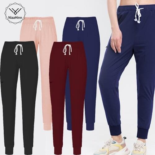 Elastic Waistband Fashion Scrub Pant Clinic Jacket Medical Uniform Pants Ladies Jogging Work Uniform Pant Wholesale Spa Slim Fit