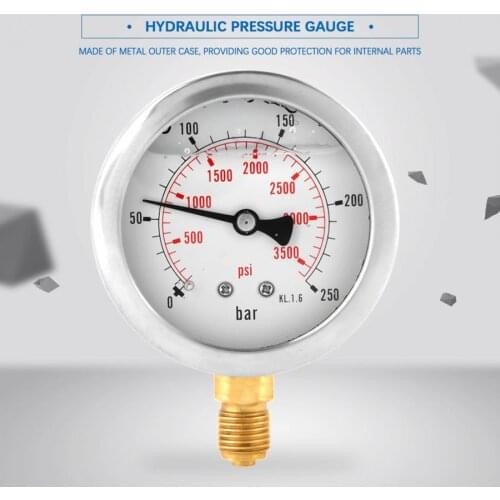 Tyre Pressure Meter 0-250Bar 0- 3750PSI G1/4 63mm Dial Hydraulic Vacuum Gauge Manometro Digital Automobile Tester