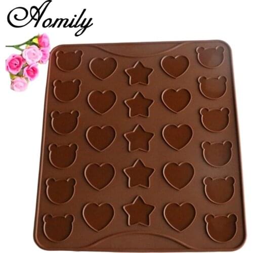 Aomily 3 Shape Baking Mat Heart Stars Bear Lovely Macaroon Mat Pastry Oven Pasta Tool Baking Sheet Tray Liner Mat Cake Pad