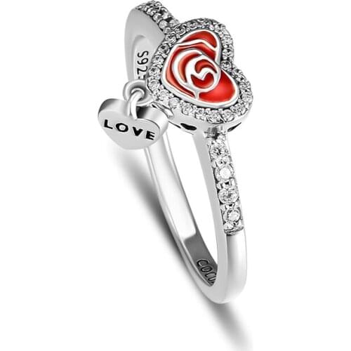 Love In My Heart Rings 100% 925 Sterling Silver Jewelry Free Shipping