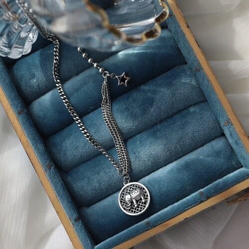 Cute Female Small Elephant Pendant Necklace Charm Sterling Silver Chain Necklaces For Women Vintage Wedding Necklace Jewelry