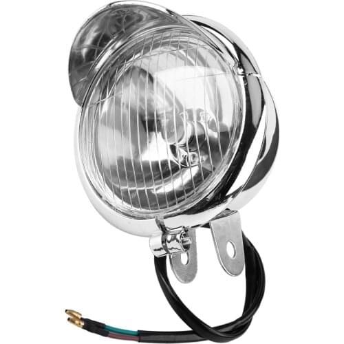 Motorcycle Universal DC 12V Retro Headlight Fog Lights Lamp Moto Working Spot Light Head Lamp Silver Chrome Motorcycle Headlamp