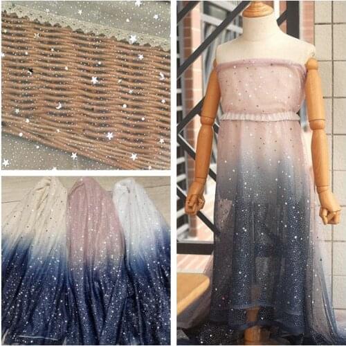 Soft net yarn bronzing star lace fabric clothing skirt baby clothing sewing cloth DIY home fabric