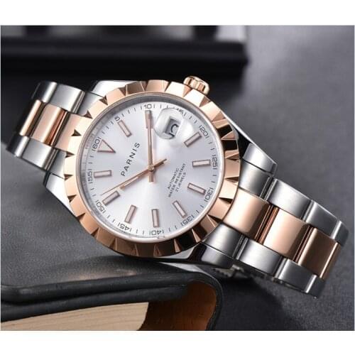 New PARNIS 40mm 21 jewels Automatic Self-Wind mechanical movement mens watch sapphire glass Mechanical watches GR85-20