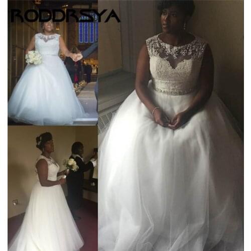 RODDRSYA Charming A-Line Sleeveless Illsion Sheer African Wedding Dress Tulle Cheap Bridal Gowns