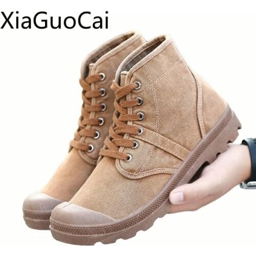 Canvas Shoe Mid-upper Mens Shoes Retro-Old British Leisure High-upper Mens Mountaineering Martin Boots Make Old Cloth Shoes