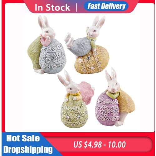 Easter Rabbit Bunny Egg Cute Resin Craft Ornament Living Room Decoration Gifts Festival Party Window Decor Childrens Toys Gift