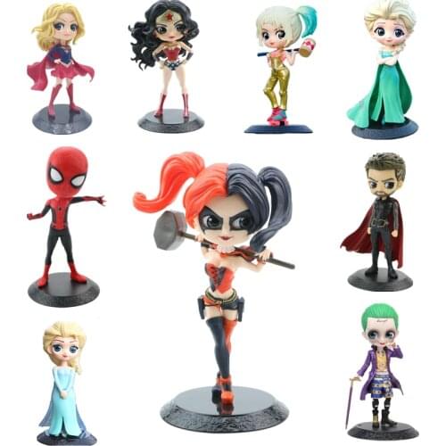 Q Version Of Marvel Superhero Princess Aisha Ann, Harley Quinn And "Supergirl And Catwoman" Action Doll Home Decoration Gifts