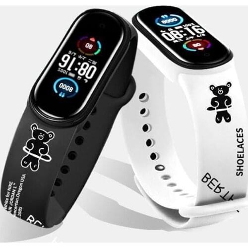 For Xiaomi Mi Band 5 4 6 Strap Replaceable Bracelet mi 3 4 5 Cartoon graffiti Soft Silicone wristband for Miband 3 4 5 Straps