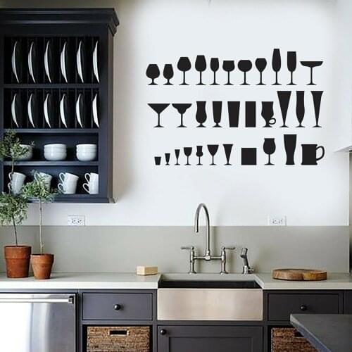 Drink Glass Wall Stickers Vinyl Wall Decal Kitchen Bar Modern Home Interior Design Simple Elegant In Style Art Murals C650