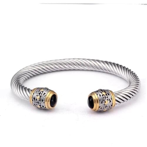 Vintage Braided Open Fashion Cuff Bangles For Men Male Jewelry Ancient Stainless Steel Sporty Charm Bracelets Bangles