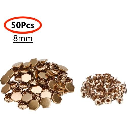 50 Sets Clothes Bag DIY Rivets Metal Hexagon Cap Rapid Rivet Durable Fastener Studs for Handmade Leather Crafts Garment Supplies