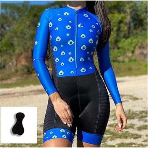 2021 Custom Design Jumpsuit Set Women Body Triathlon Suit Cycling Long Sleeve Skin Suit Sport Wear Manufacturer Bicycle Clothing