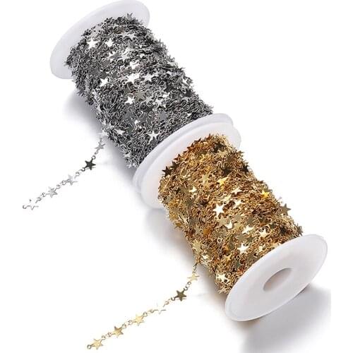 1Meter Stainless Steel Gold Necklace Chain Star Cable Link Chain for Jewelry Making DIY Bracelet Components Accessories Supplies