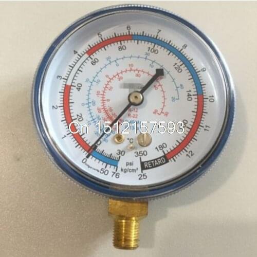 1/8" 70mm Blue Low Pressure Refrigeration Freon A/C Manifold Gauge Low R-12/R-22/R-502(R-404A/R-134a) 0-220/350Psi 0-15/25kg/cm2