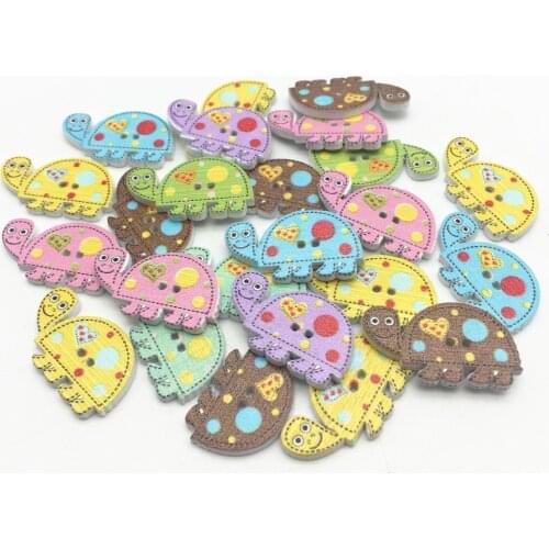 100pcs 28x16mm 2 Holes Turtle Wood Novelty Buttons DIY Sewing Accessories For Scrapbooking Cartoon DIY Tortoise Button