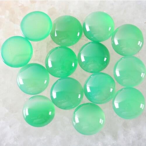 12MM 16MM Round CAB Cabochon Natural Gem Stone Green Onyx No Drilled Hole Beads For Jewelry Making Bracelet Earring 10Pcs K922