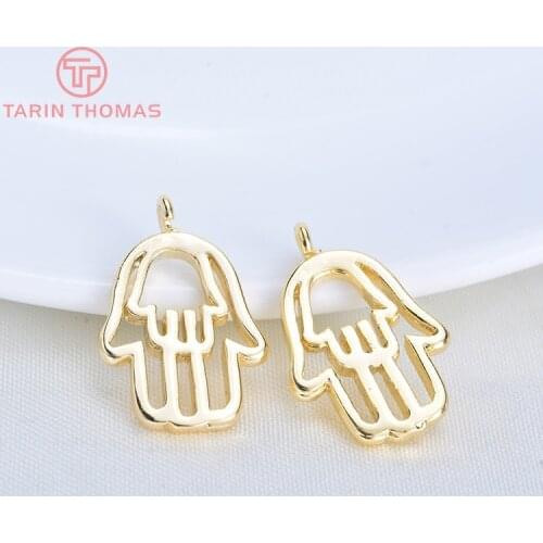 6PCS 17.5x11.5MM 24K Champagne Gold Color Plated Brass Buddha Palm Hand Charms Pendants High Quality Diy Jewelry Accessories