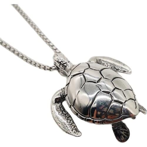 New Arrival 316 stainless steel cute SEA TURTLE charm necklace unisex hip hop punk jewelry necklace for men women CAGF0197