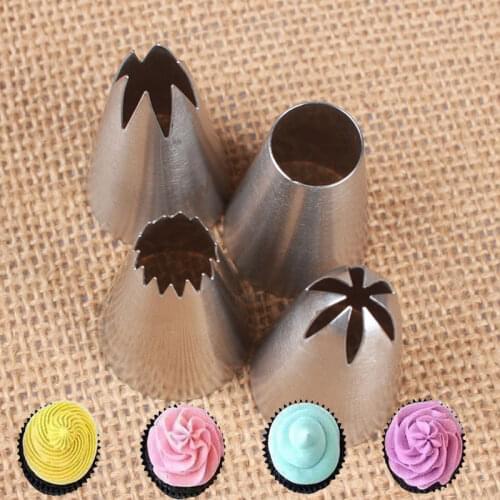 4Pcs Icing Piping Nozzles Tips Pastry Cake Sugarcraft Decorating Set Cake Decorating Set Stainless Steel Nozzles Cupcake