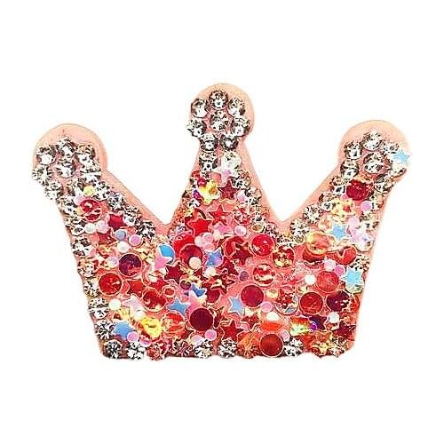 5 Pieces Crown Applique Fabric Pads Rhinestone Bling Felties For Scrapbooking Wedding Decors Garments Accessories