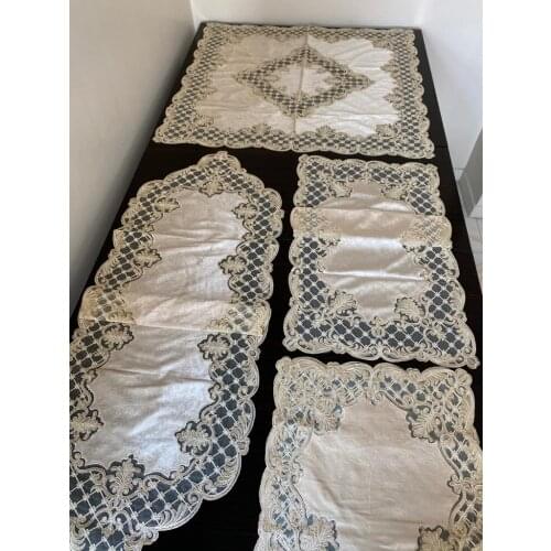 5 Parça Fransız Dantelli Kadife Salon Takımı