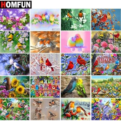 HOMFUN Full Square/Round Drill 5D DIY Diamond Painting "Animal Bird Scenic" 3D Diamond Embroidery Cross Stitch Home Decor Gift