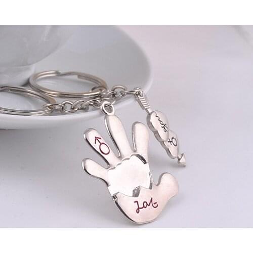 FREE SHIPPING BY DHL 200pairs/lot Wholesale Zinc Alloy Hand Couple Keychains Novelty Keyrings for Lovers