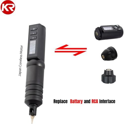 Wireless Tattoo Pen Battery Pen Rotary Machine Gun Japan Coreless Motor Replaceab Battery Digital Display Tattoo Kit Makeup Pen