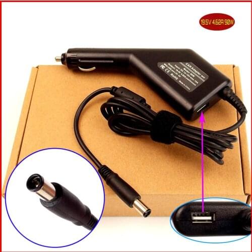 Laptop DC Power Car Adapter Charger 19.5V 4.62A 90W + USB Port for Dell Inspiron 14 11z 13z 14z 15z 16z 17z 13r 14r 15r