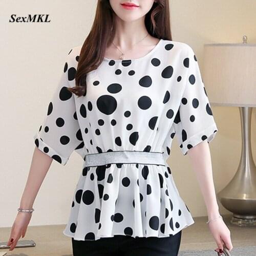 New Polka Dot Blouses Womens 2020 Summer Loose Office Blouse Ladies Tops Korean Style Clothing Fashion Casual Chiffon Blouse