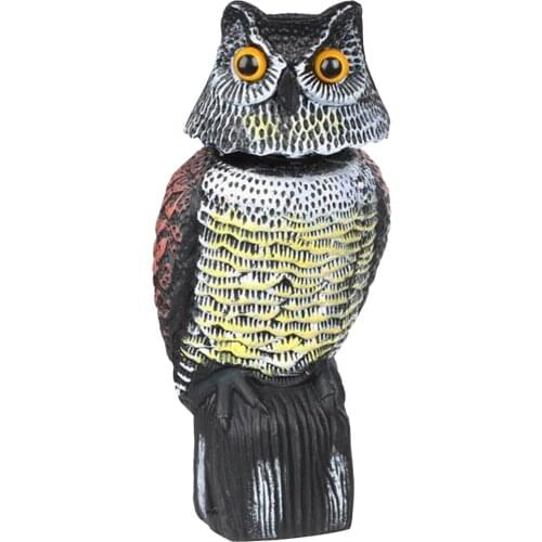 Large Realistic Owl Decoy With Rotating Head Bird/Pigeon/Seagull/Crow Scarers Plastic Bird Repeller Deterrent for Garden