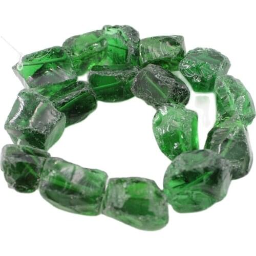 APDGG Natural Green Glass Quartz Crystal Rough Nugget Loose Beads 15" Jewelry Making DIY