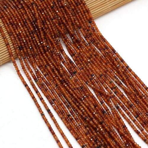 Natural Stone Beads Round Shape Faceted Orange Garnet Loose Spacer Beaded For Jewelry Making DIY Bracelet Necklace Accessories