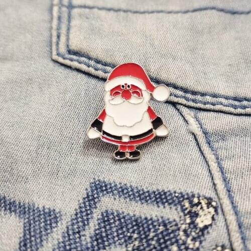Father Christmas Brooch Enamel Pins Lapel Hat Knapsack Decoration New Year Gifts For Kids Women Friends