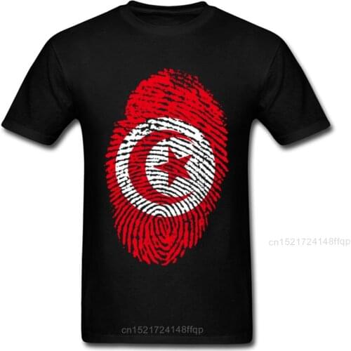 Tunisia Flag Fingerprint T-shirt Men T Shirt Hot Sale National Flags Tops Vintage Tee Hipster Summer Clothing Groups Tshirt