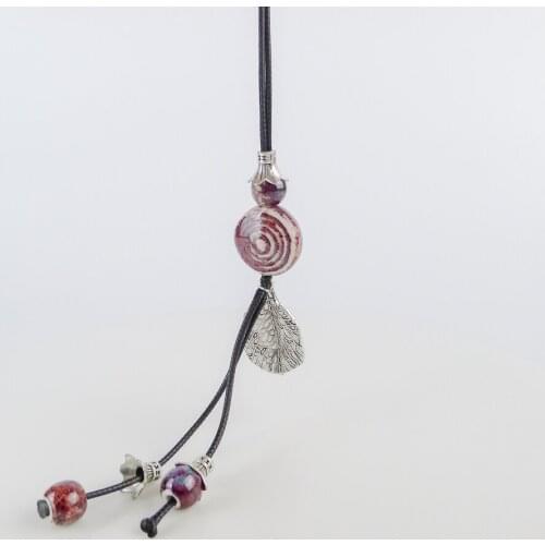 Jingdezhen Ceramic Jewelry Long Rope Ceramic Beads pendant Necklaces Handmade DIY fashion Necklace for women #FY302